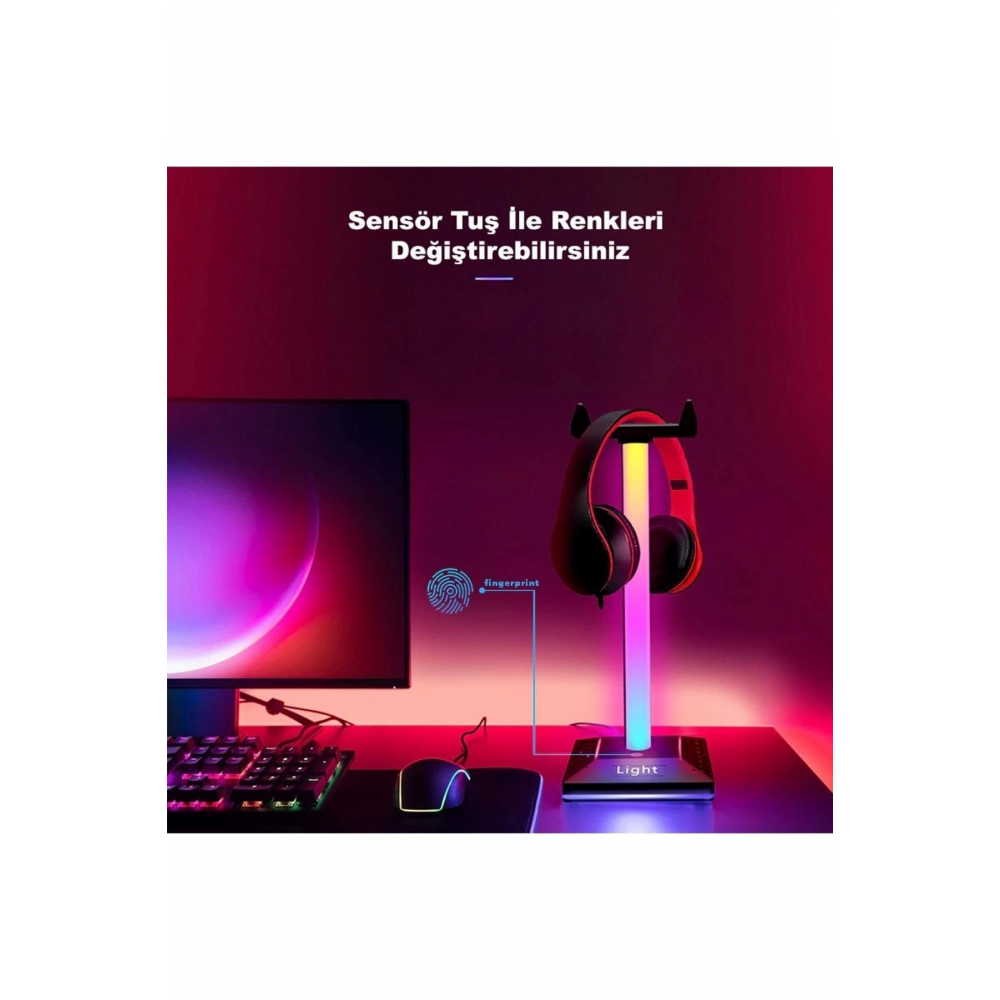 Gaming Rgb Kulaklık Standı Stant Gamer Led’li Usb Girişli