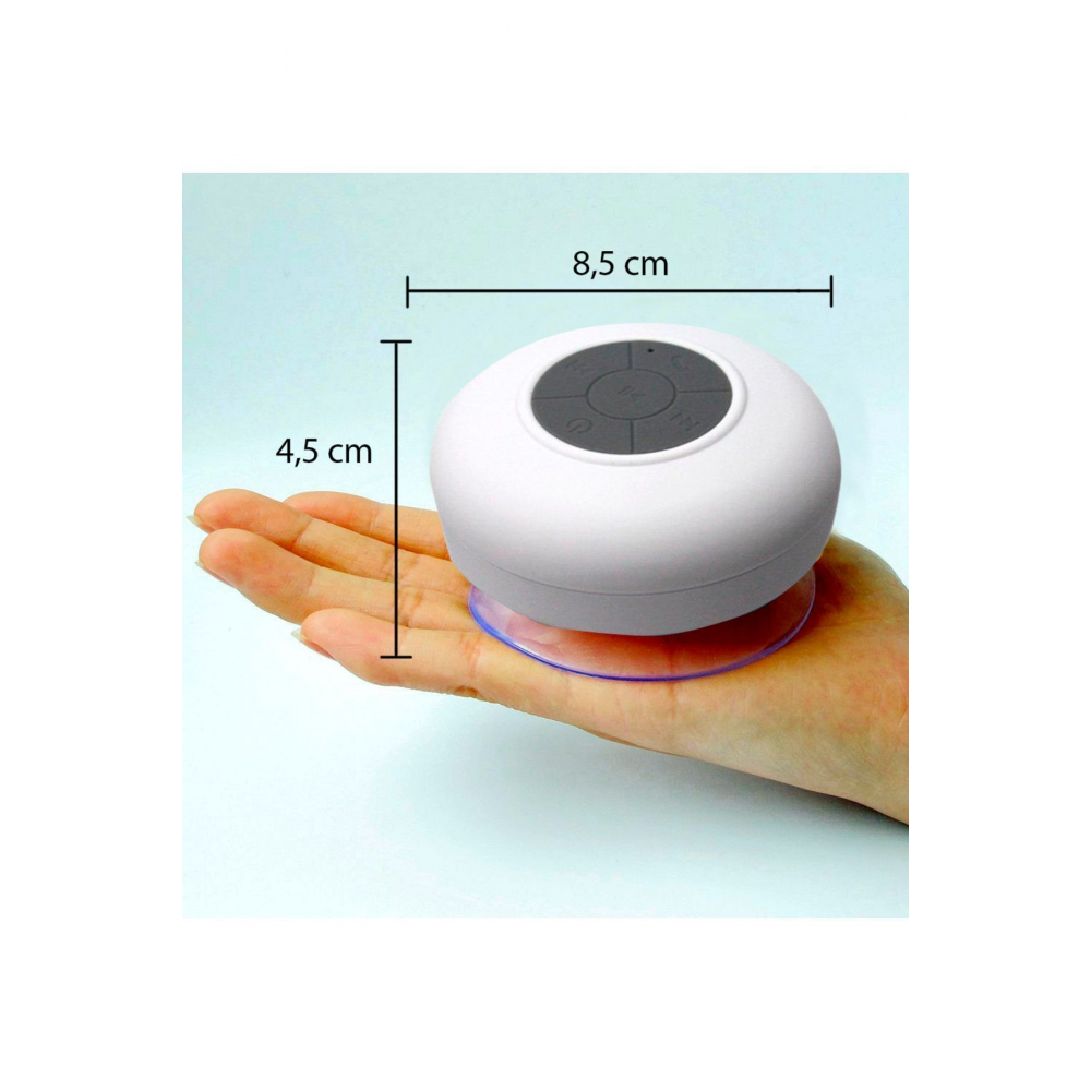 Su Geçirmez Mini Bluetooth Duş Hoparlörü (BEYAZ)
