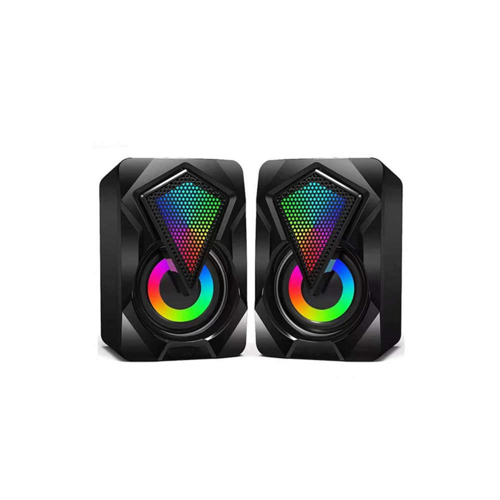 Bilgisayar Hoparlörü Rgb Led Işıklı Gaming Oyuncu Hoparlörü 3.5mm Jack Usb Speaker 1+1 Ses Sistemi