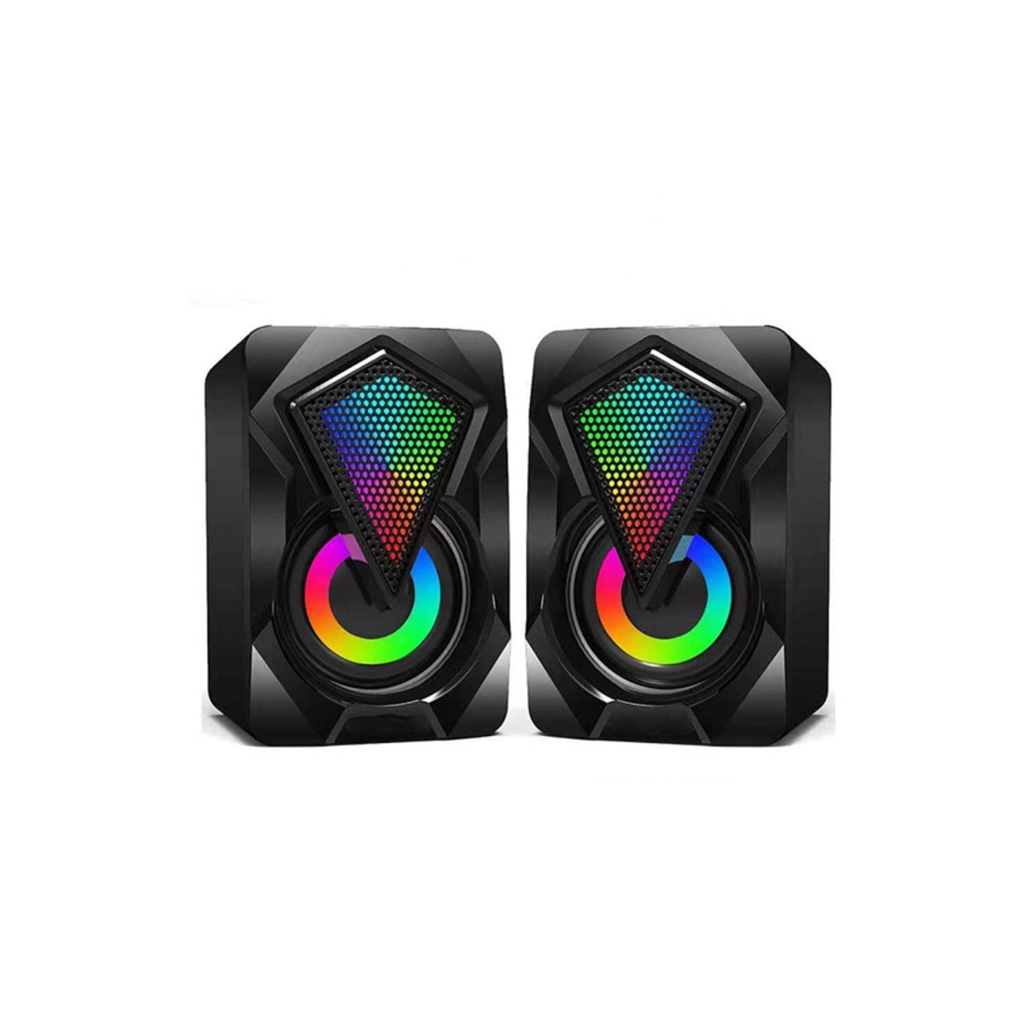 Bilgisayar Hoparlörü Rgb Led Işıklı Gaming Oyuncu Hoparlörü 3.5mm Jack Usb Speaker 1+1 Ses Sistemi