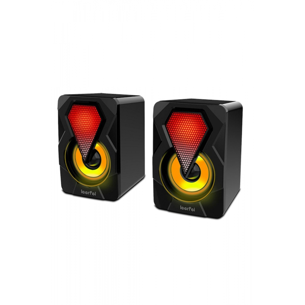 Bilgisayar Hoparlörü Rgb Led Işıklı Gaming Oyuncu Hoparlörü 3.5mm Jack Usb Speaker 1+1 Ses Sistemi
