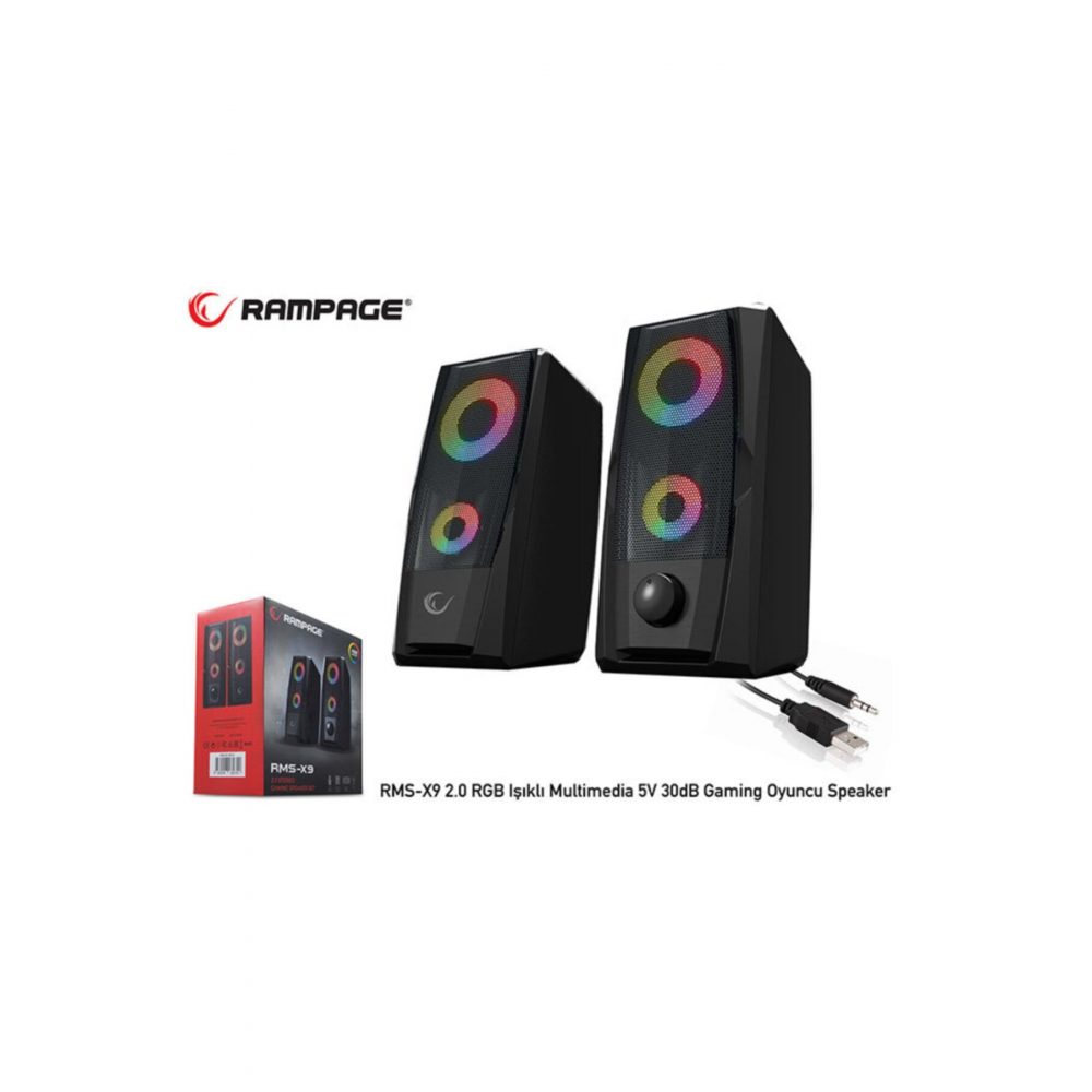 RMS-X9 2.0 RGB Işıklı Multimedia 5v 30db Gaming Oyuncu Speaker