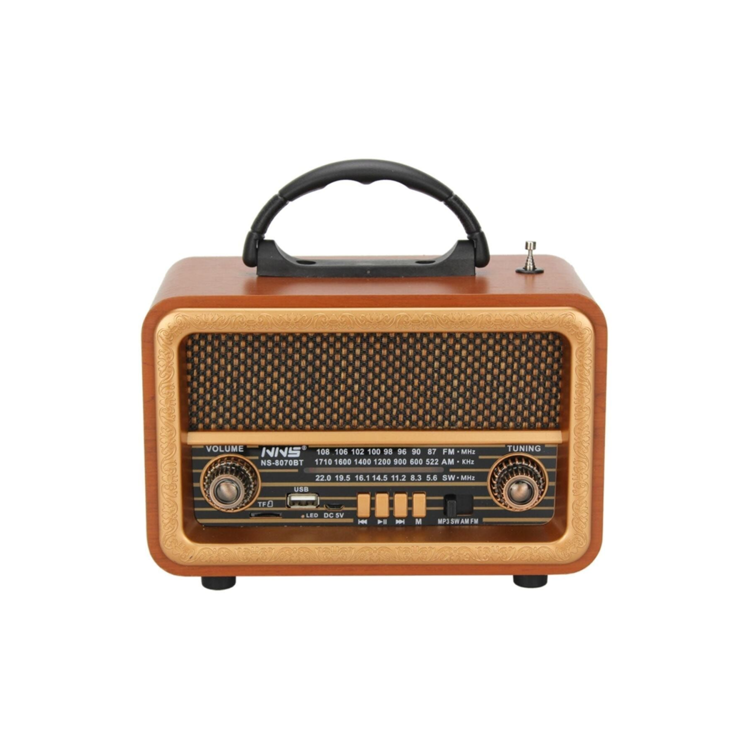 Taşınabilir Nostaljik Fm Radyo Bluetooth Tf Kart Usb Destekli Ahşap Kasa Radyo