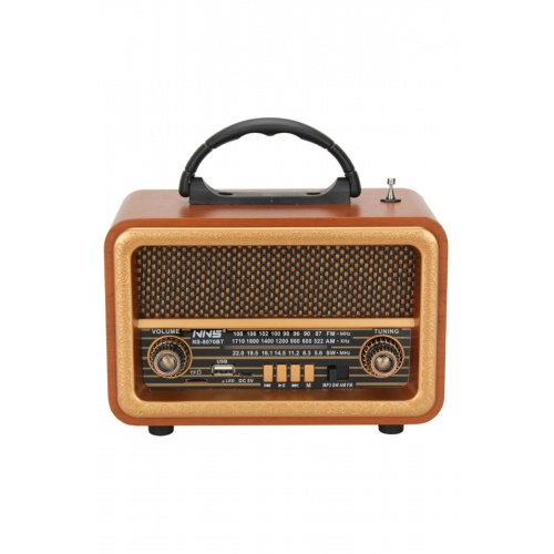 Taşınabilir Nostaljik Fm Radyo Bluetooth Tf Kart Usb Destekli Ahşap Kasa Radyo