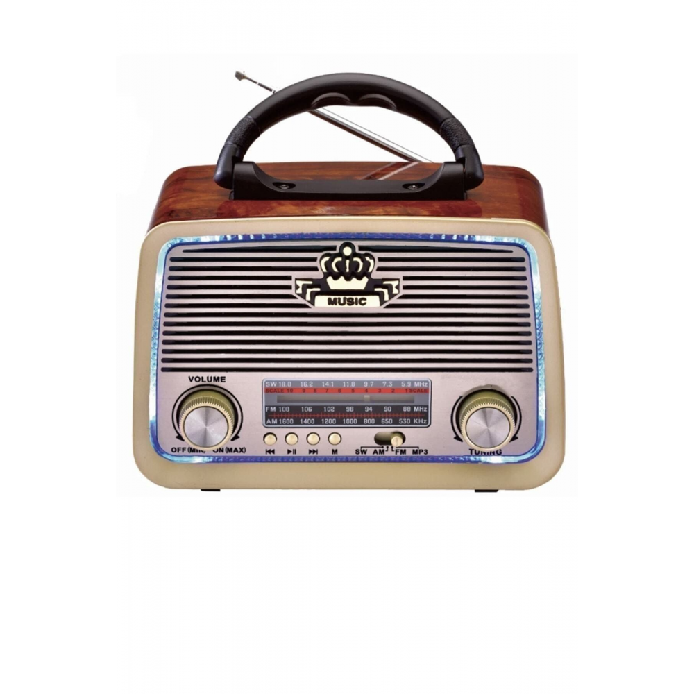 And-301 Bluetooth’lu Ledli Nostaljik Görünümlü Müzik Kutusu Usb Sd Kart Radyo Mp3 Çalar