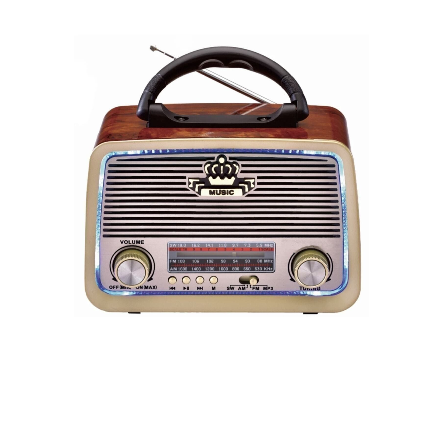 And-301 Bluetooth’lu Ledli Nostaljik Görünümlü Müzik Kutusu Usb Sd Kart Radyo Mp3 Çalar