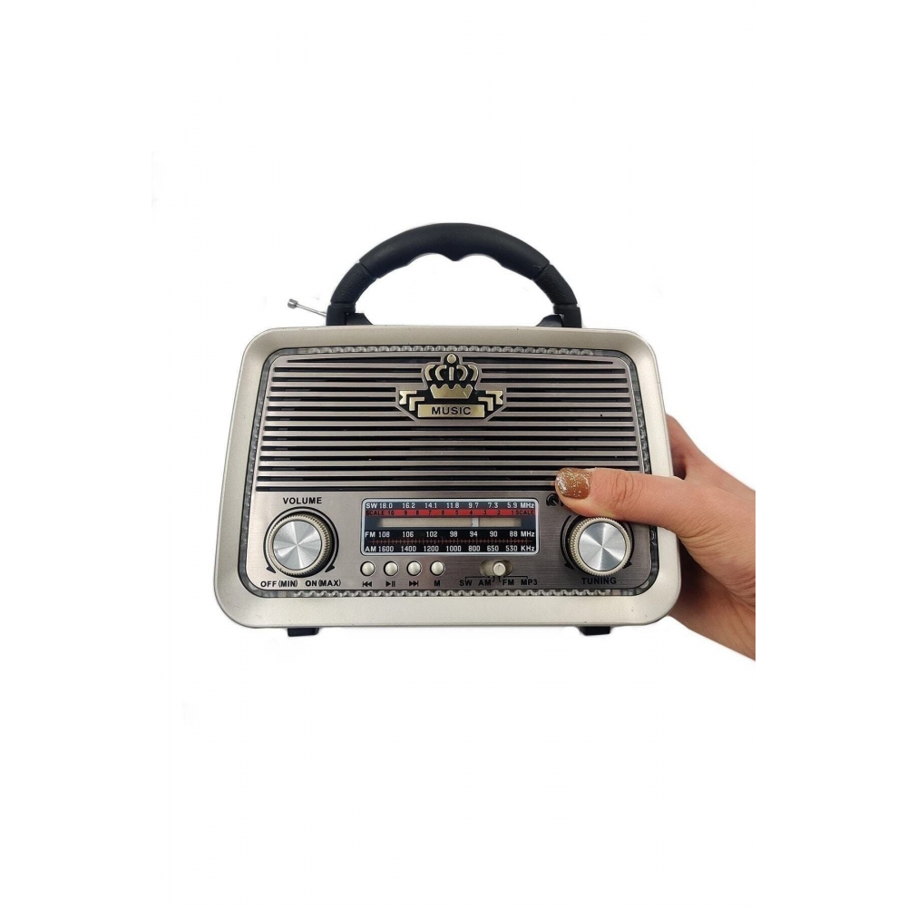 And-301 Bluetooth’lu Ledli Nostaljik Görünümlü Müzik Kutusu Usb Sd Kart Radyo Mp3 Çalar