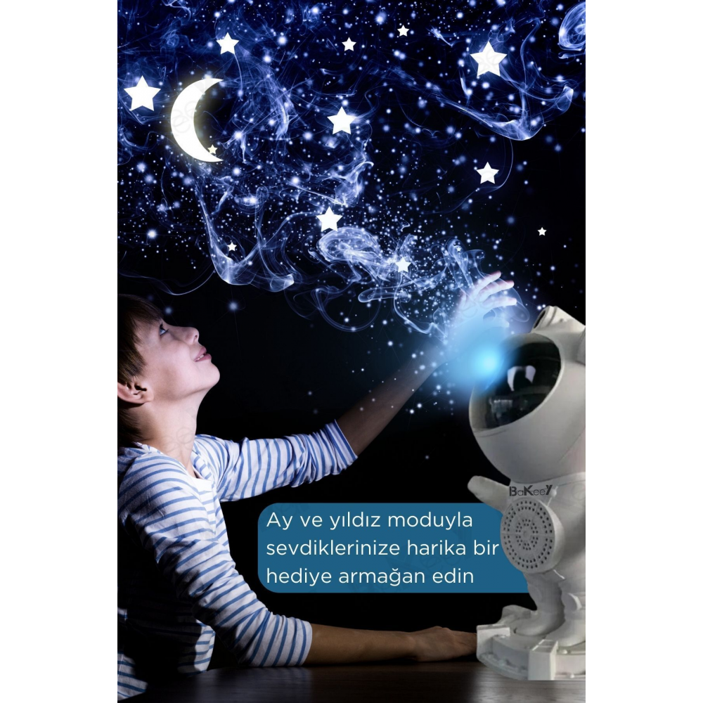 Astronot Gece Lambası Yıldızlı Projeksiyon Cihazı Tavan Aydınlatma Masa Ev Çocuk Oda Dekorasyon