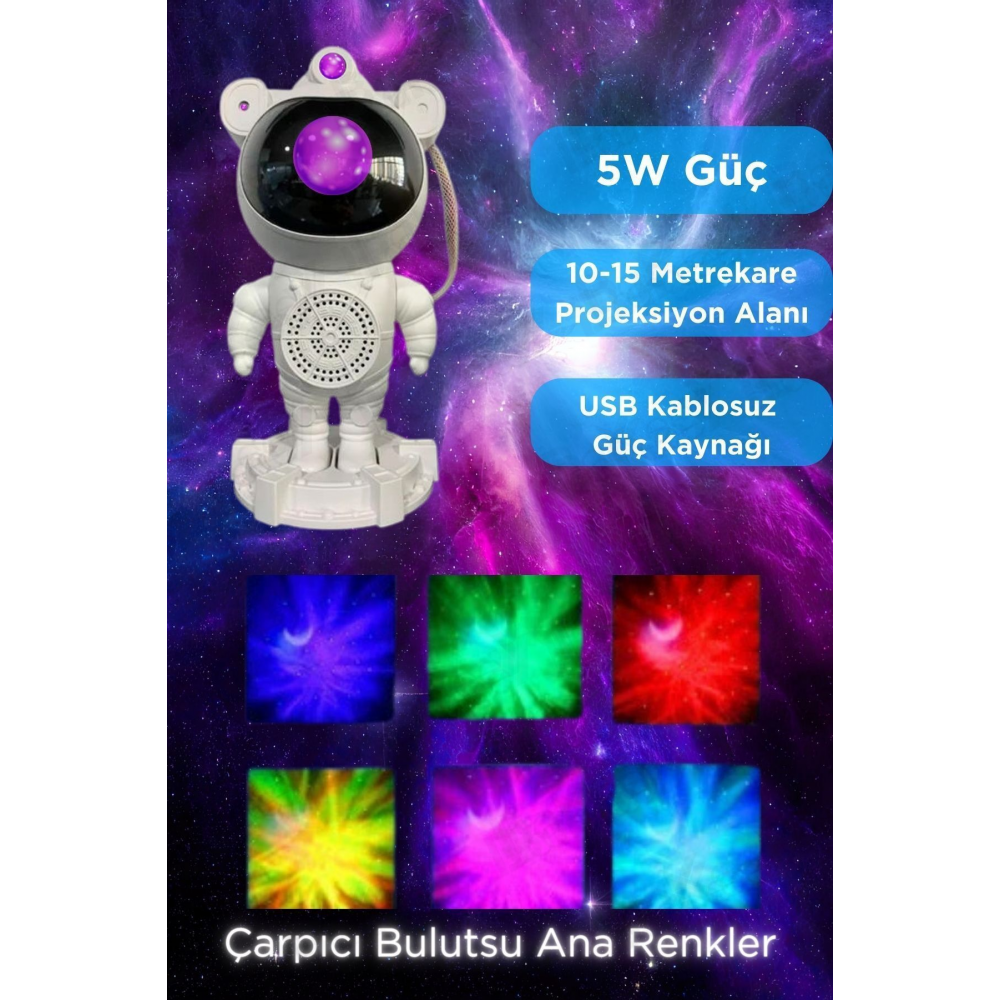 Astronot Gece Lambası Yıldızlı Projeksiyon Cihazı Tavan Aydınlatma Masa Ev Çocuk Oda Dekorasyon