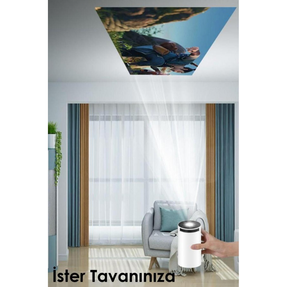 Beyaz Taşınabilir Sinema Projeksiyon 1280* 720p Ev Sineması Bluetooth Android 11 Akıllı Projektör