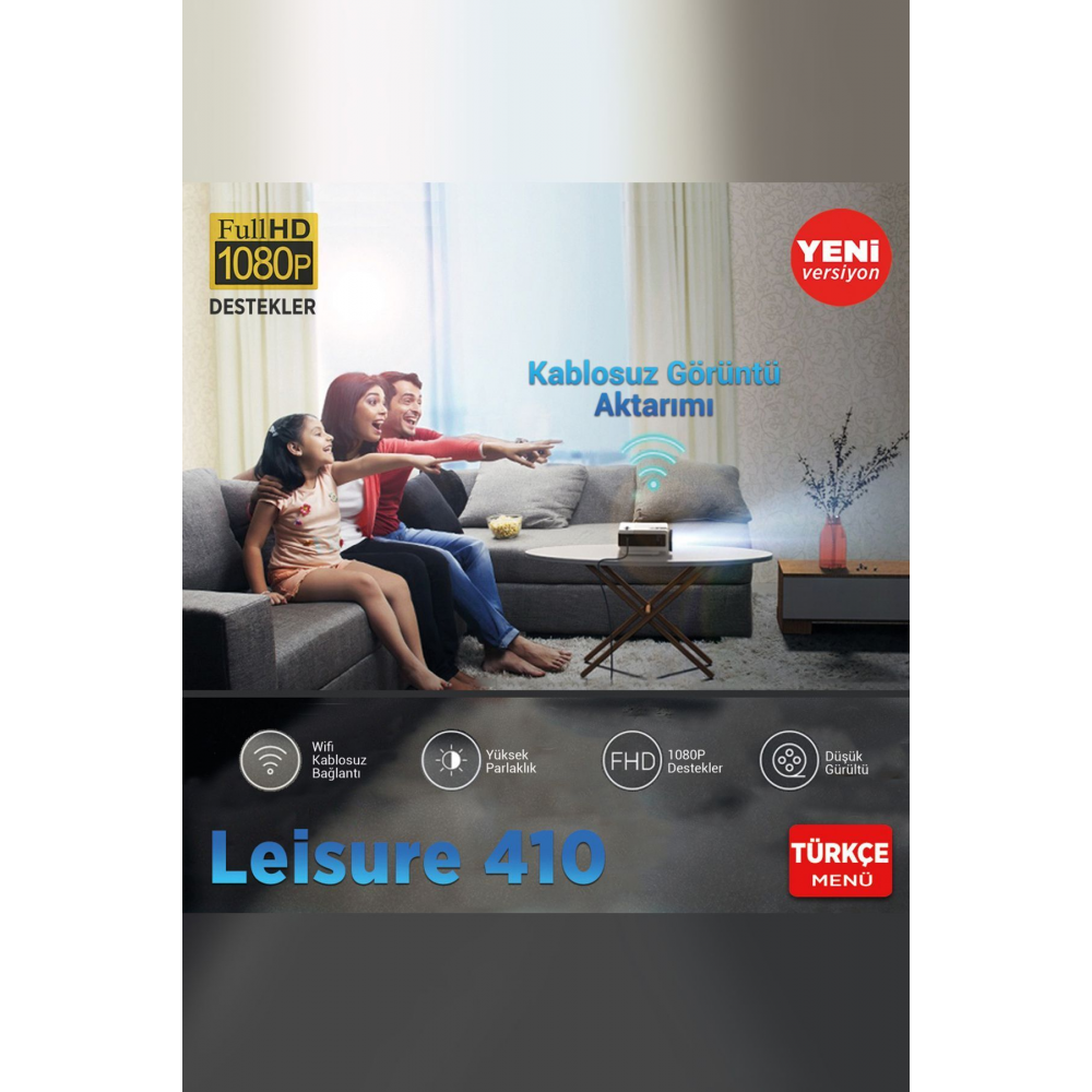 Leisure 410 5g Wifi 1080p Destekli Lcd Led Projeksiyon Cihazı - 240 Inç Yansıtma - Dahili Hoparlör