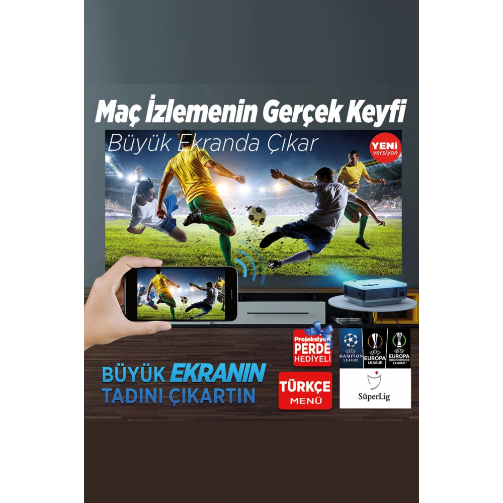 Leisure 410 5g Wifi 1080p Destekli Lcd Led Projeksiyon Cihazı - 240 Inç Yansıtma - Dahili Hoparlör