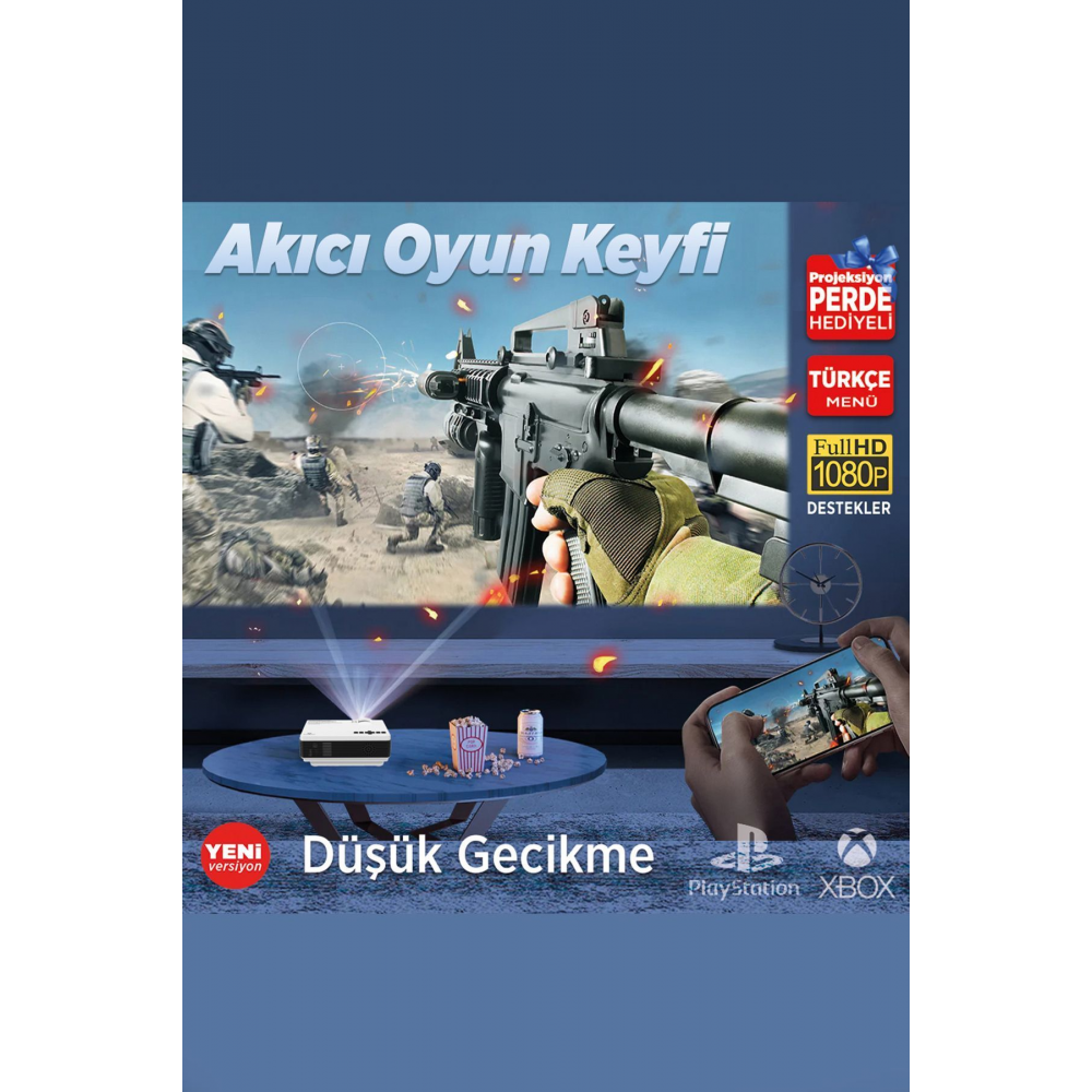 Leisure 410 5g Wifi 1080p Destekli Lcd Led Projeksiyon Cihazı - 240 Inç Yansıtma - Dahili Hoparlör