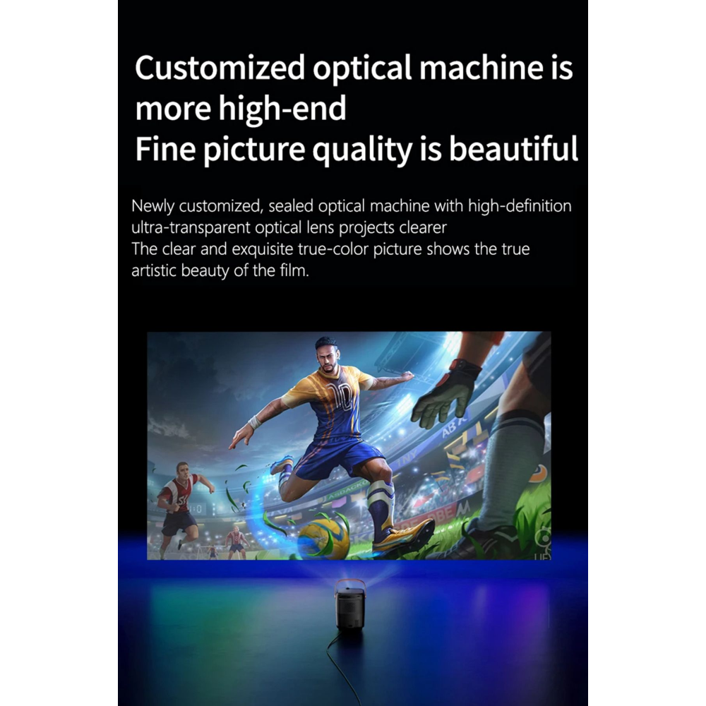Siyah T11 Projeksiyon Ev Sineması Bluetooth Wifi Akıllı Android Tv 1080p Hoparlör Smart 4k Y