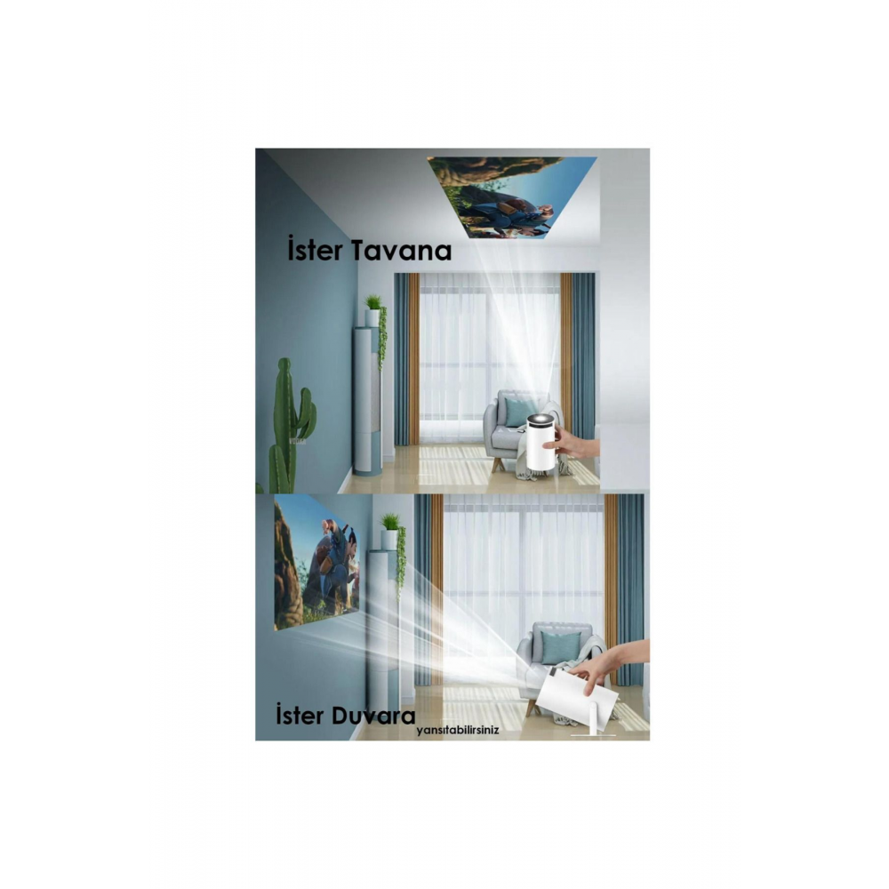 Taşınabilir Sinema Projektörü 1280 * 720p Ev Sineması Bluetooth Android 11 Projeksiyon Auhma