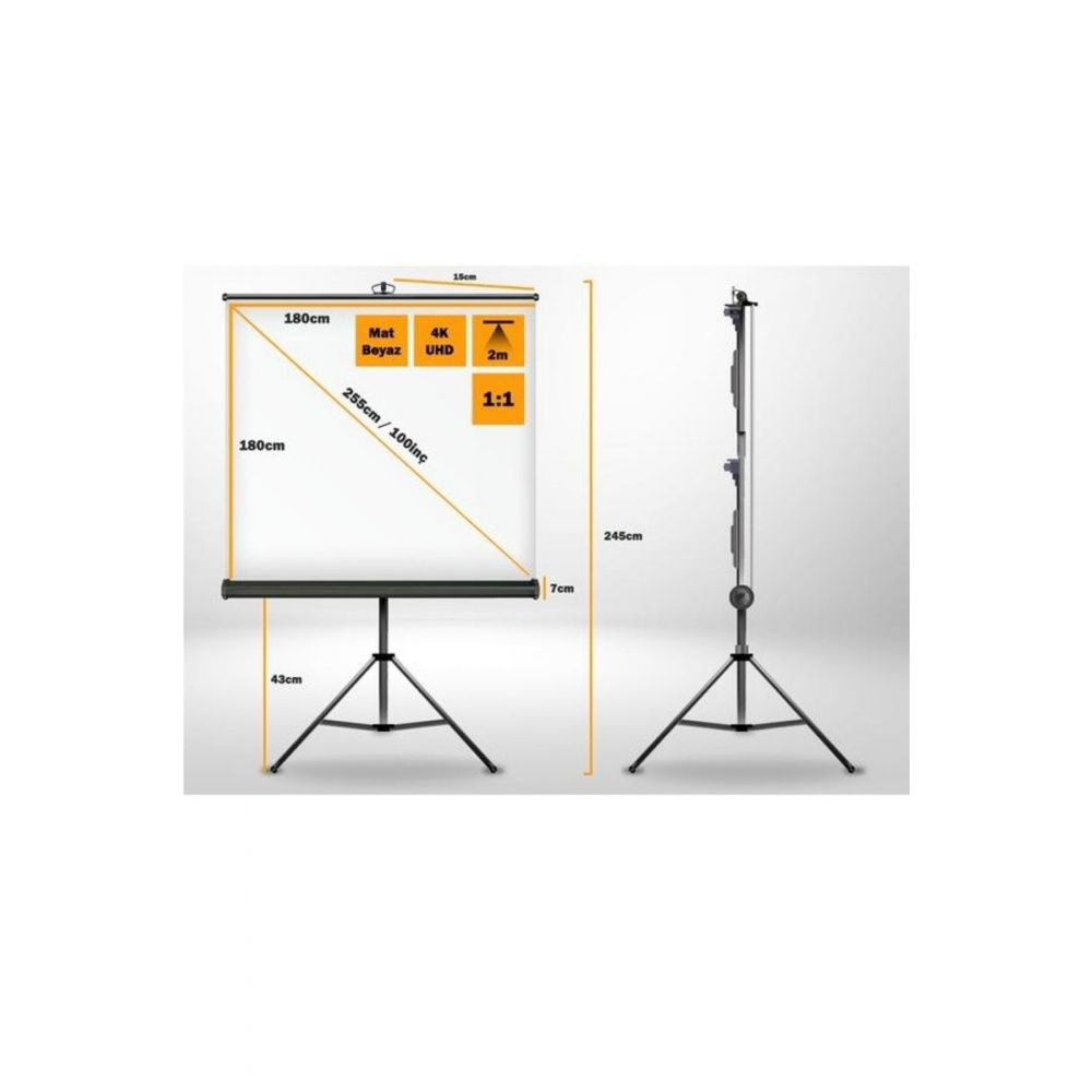 180x180cm Tripod Ayaklı Projeksiyon Perdesi