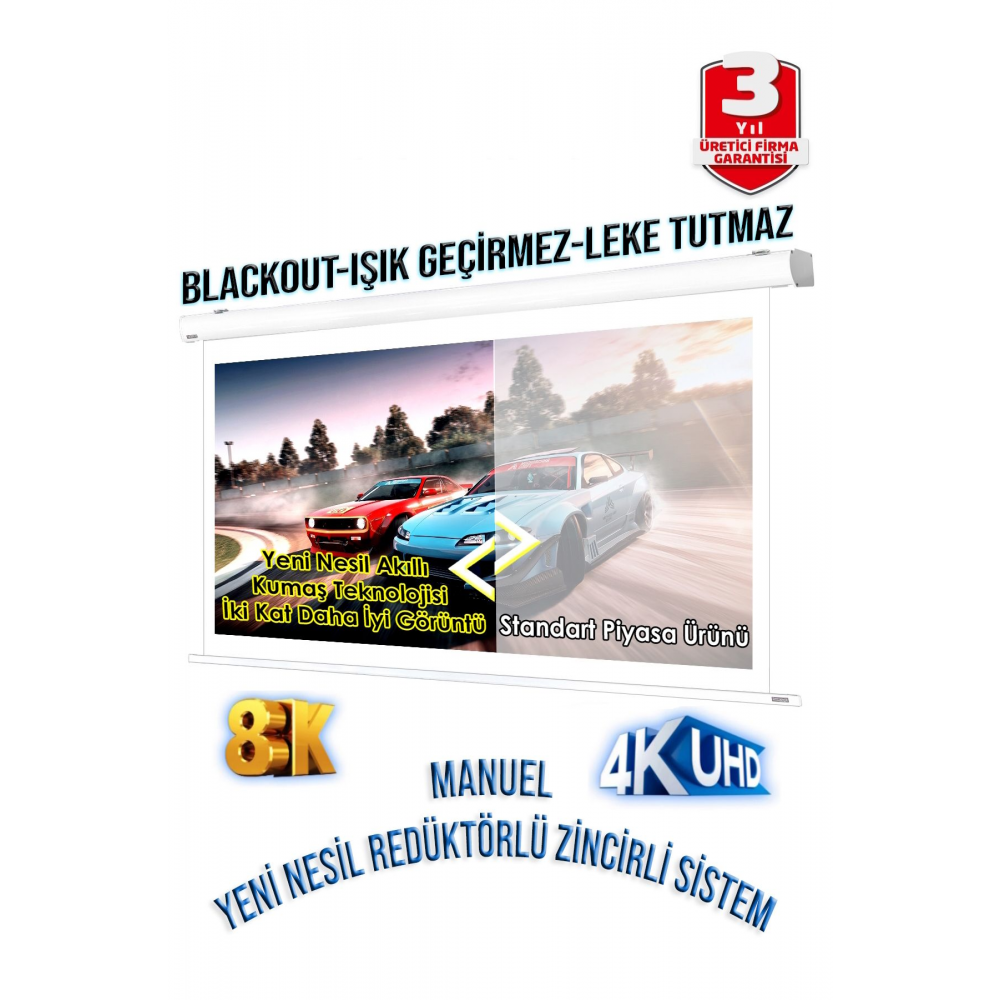 En200cm Boy180cm Projeksiyon Perdesi Manuel Yeni Akıllı Kumaş Blackout-ışık Geçirmez 4k 8k Hd