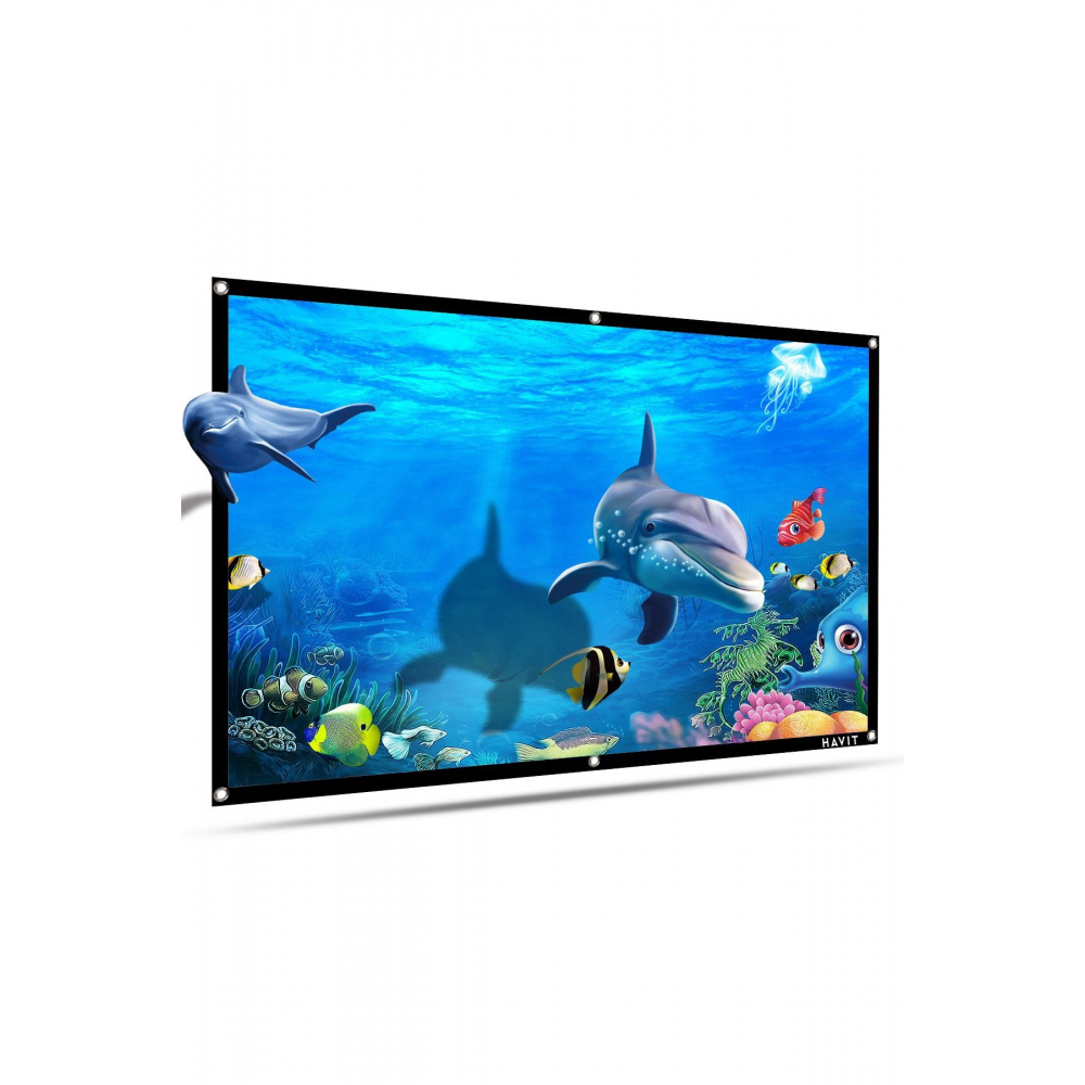 Pa301 100 Inç Siyah Çerçeveli Duvar Tipi Projeksiyon Perdesi