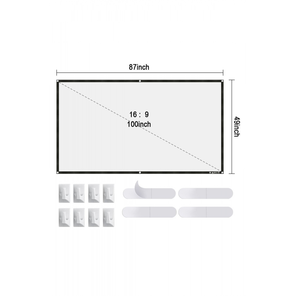 Pa301 100 Inç Siyah Çerçeveli Duvar Tipi Projeksiyon Perdesi