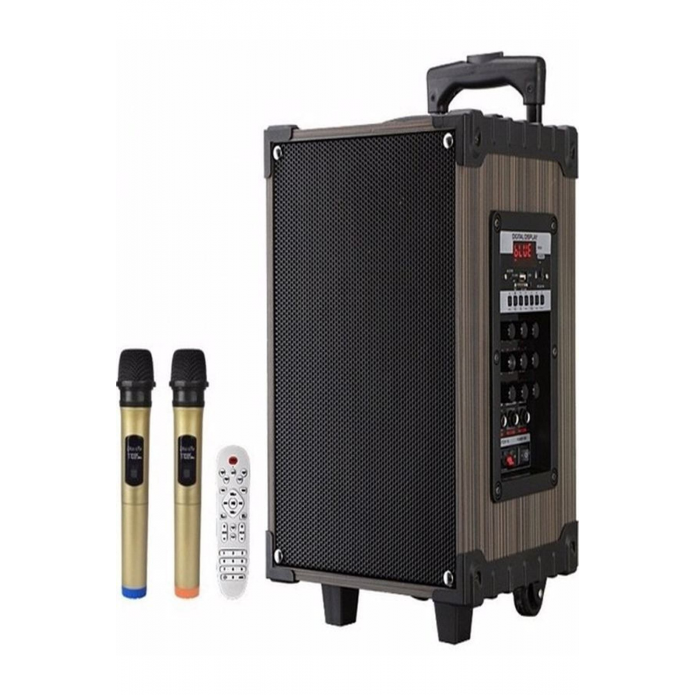 Şarjlı Kumandalı Çift Mikrofonlu Hoparlör Karaoke Sistemi 80 Watt Taşınabilir Amfi Hoparlör