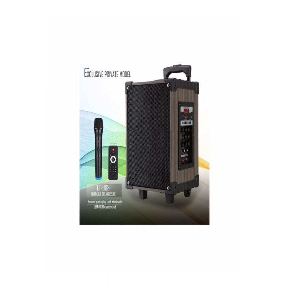 Süper Bass Şarjlı Mikrofonlu Hoparlör Karaoke Sistemi 80 Watt Taşınabilir Parti Box