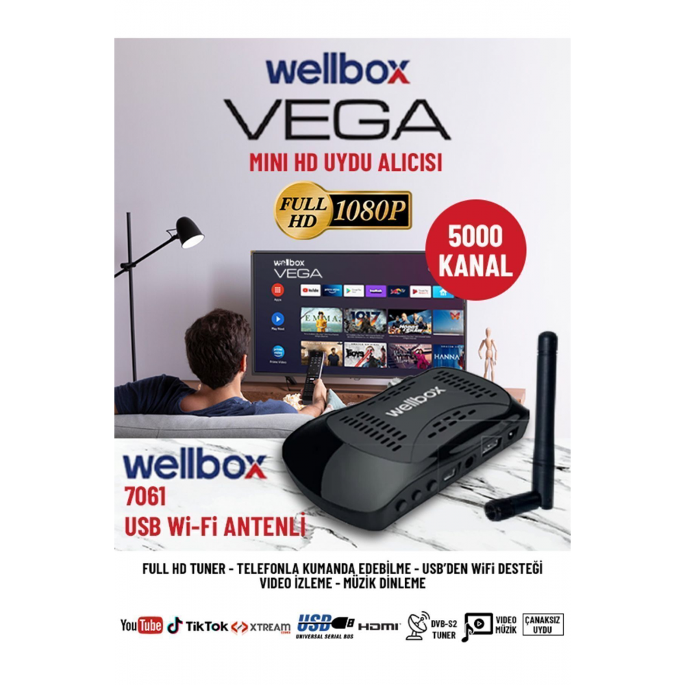 Wifi Anten Dahil Çanaklı Çanaksız 2024 Model Full Hd Uydu Alıcı Free Ip Tiktok Youtube