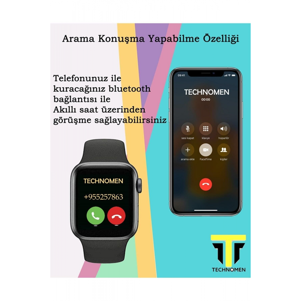 Akıllı Saat Plus + Kablosuz Kulaklık Ikili Pembe Set Ios Android Smartwatch