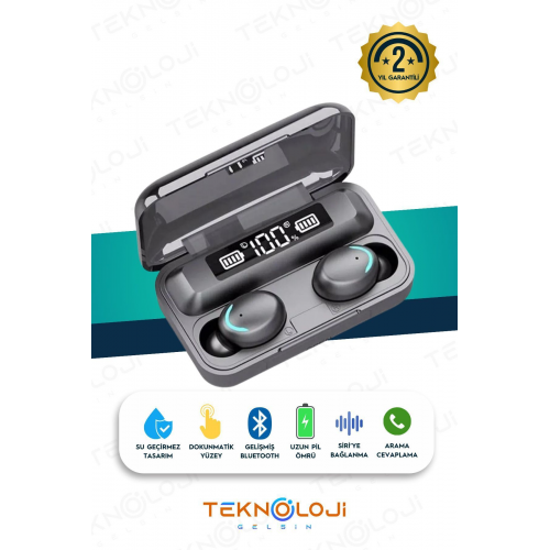 Bluetooth Kulaklık Kulakiçi Powerbanklı Çift Mikrofonlu Dokunmatik Kablosuz Earbuds F9 Pro