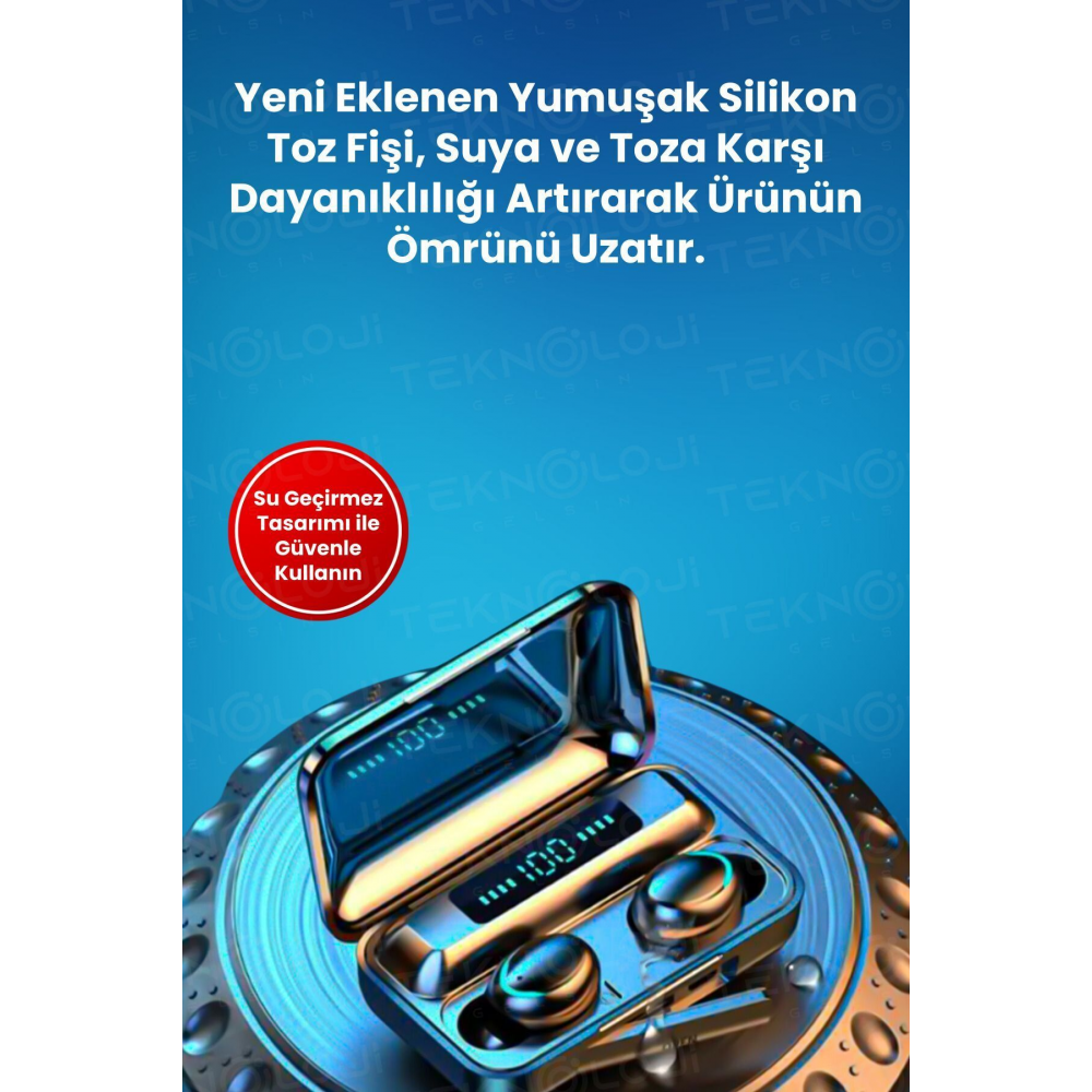 Bluetooth Kulaklık Kulakiçi Powerbanklı Çift Mikrofonlu Dokunmatik Kablosuz Earbuds F9 Pro