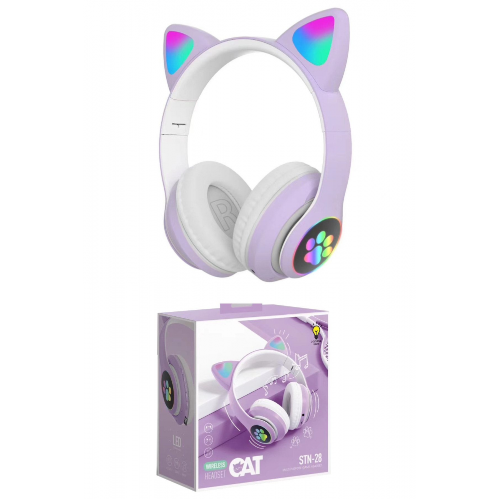 1. Kalite Kart Girişli Radyolu Bluetooth 5.0 Kulaklık Yüksek Ses Akıllı Led Işıklı Kedi Kulaklık