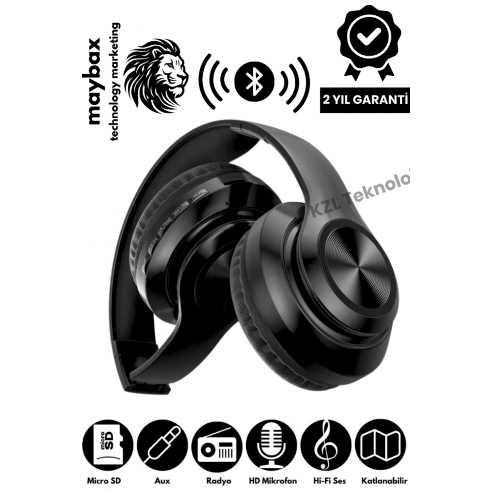 Bluetooth Kulaklık Kablosuz Stereo Kulaklık Macaron Kulaklık Renkli-siyah