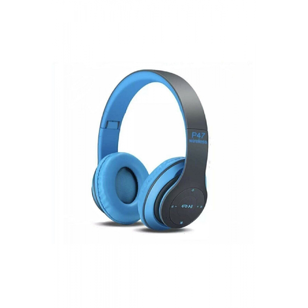 Carsıbudur Wireless Bluetooth Kablosuz Extra Bass Radyolu Katlanabilir Kulaklık Genç Çocuk Mavi