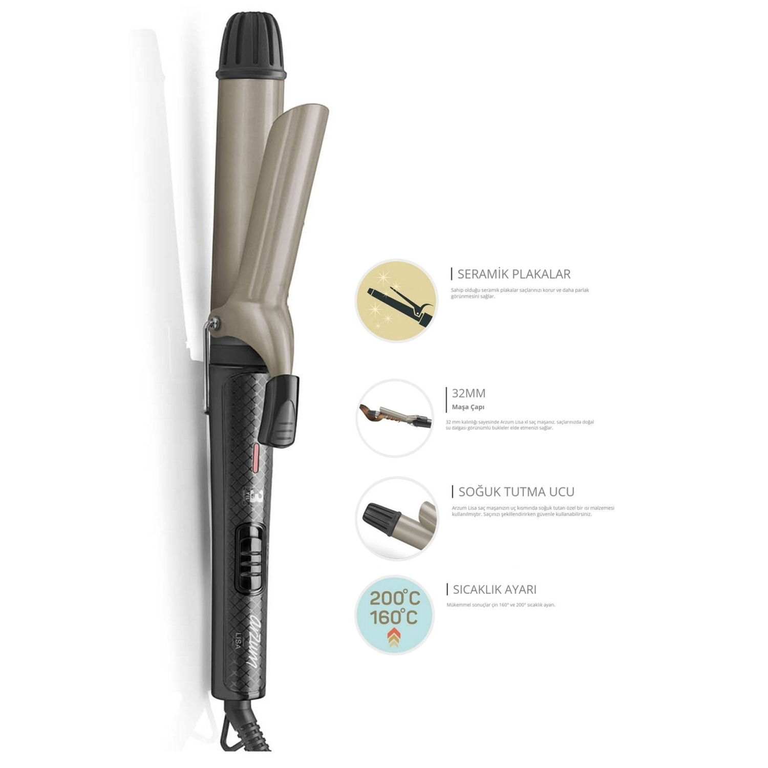 Ar5028 Lisa Xl 32 Mm Seramik Saç Maşası