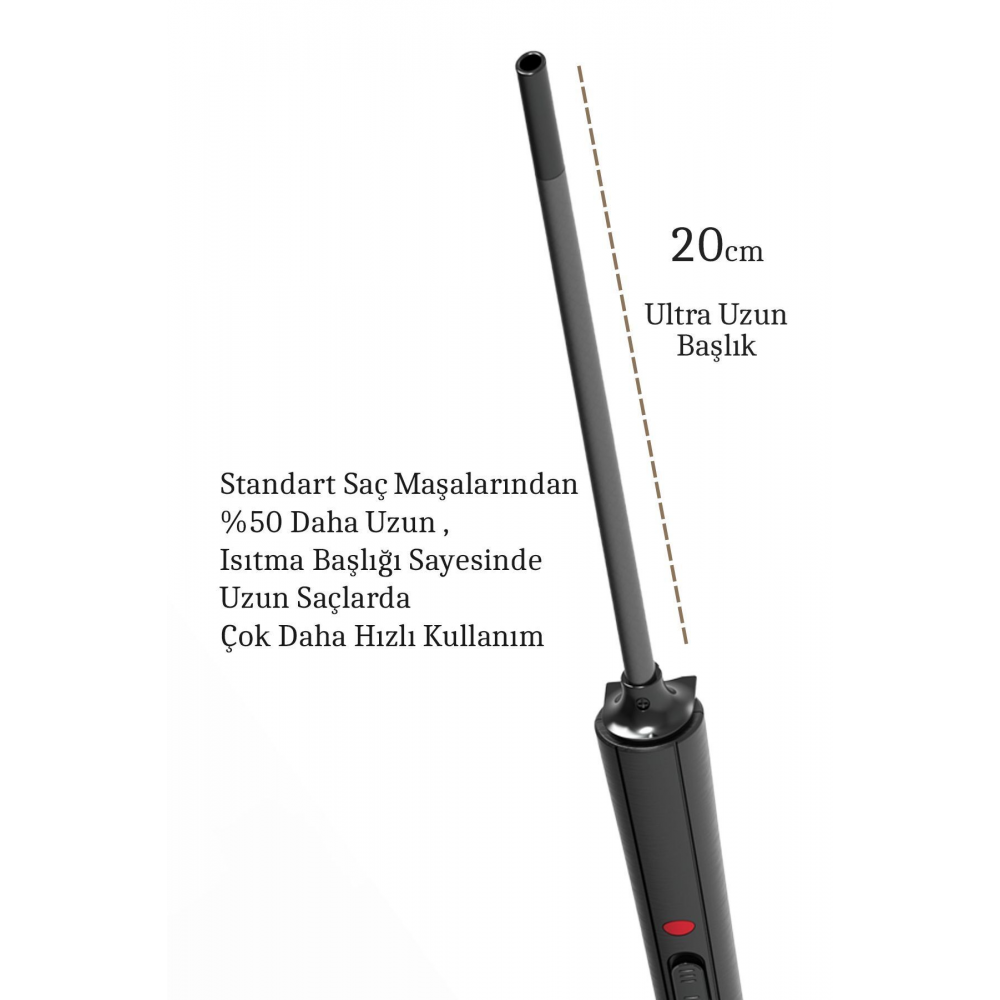 Hrs-130 Afro Dalga 9 Mm. Kıvırcık Ince Saç Maşası, 20 Cm. Ekstra Uzun Başlık
