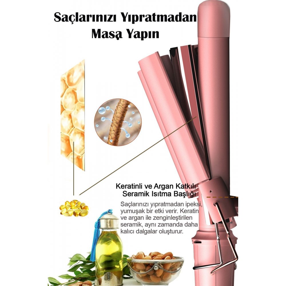 HRS-190 Wag ve Su Dalgası Saç Maşası 25mm.