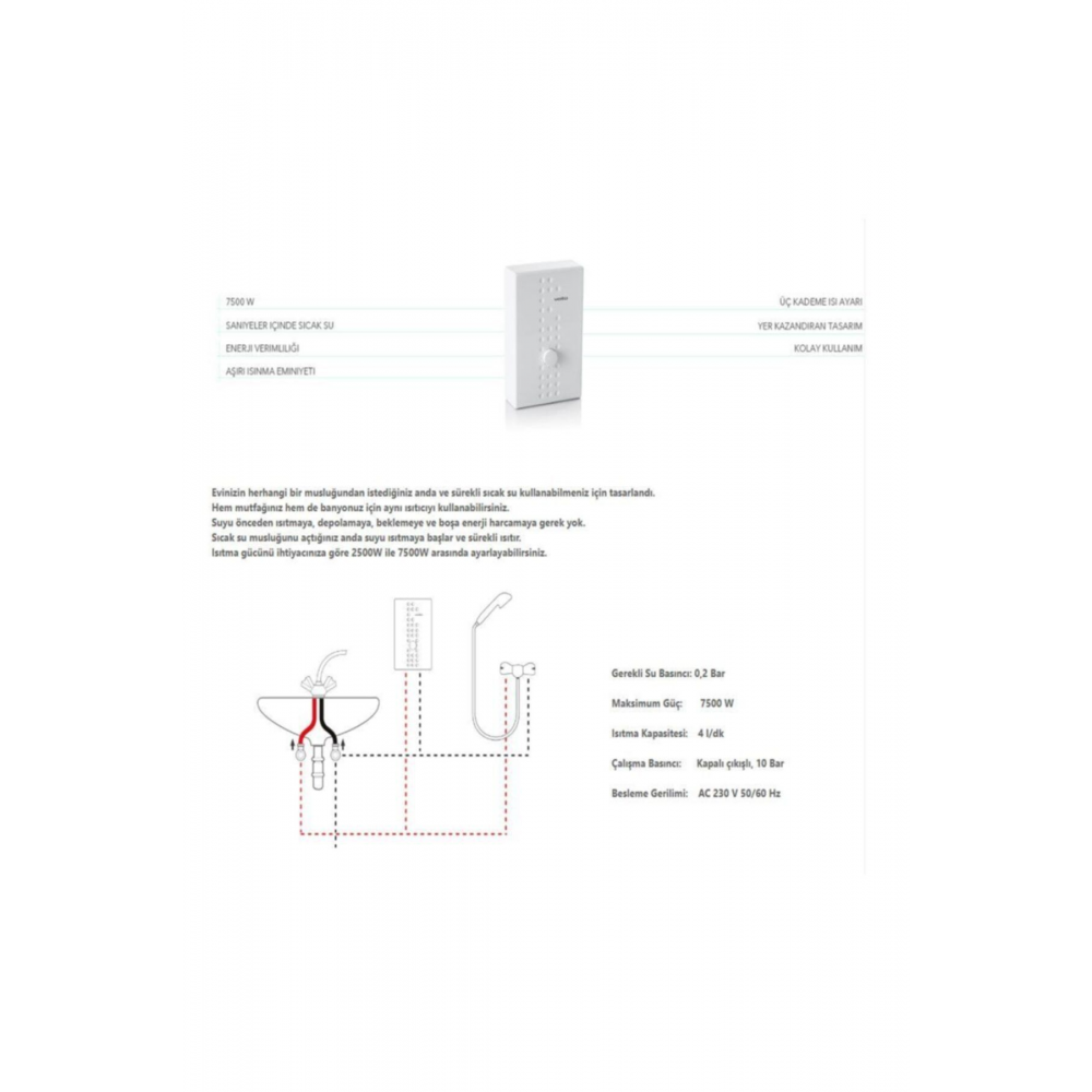 Flow Ani Su Isıtıcı 7500 W Flow Ani Su Isıtıcı Ile Kısa Sürede Sıcak Suyunuz Hazır