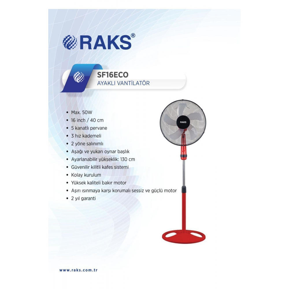 Sf 16 Eco Salınım Özellikli 5 Kanatlı Ayaklı Vantilatör Siyah 50w