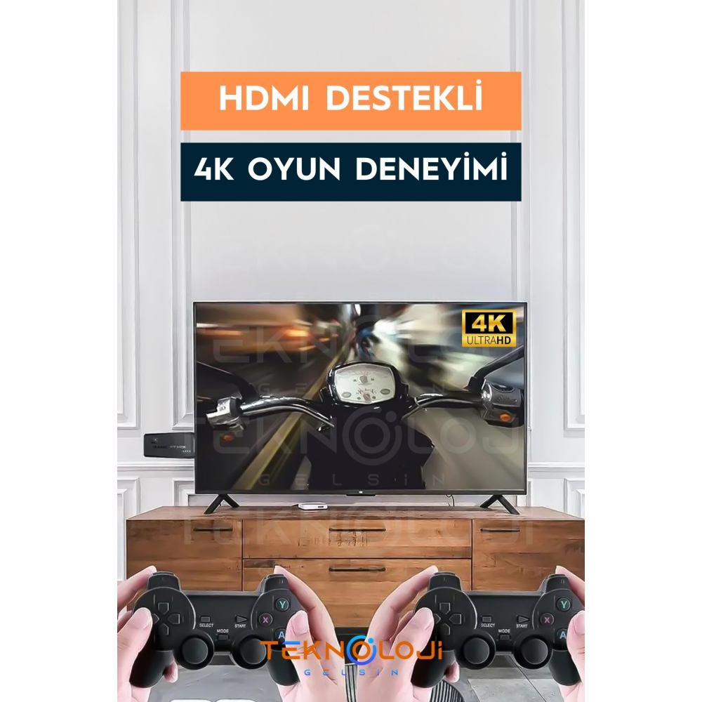 Gaming Atari 2.4g Uyumlu Kablosuz Çift Kol Atari Retro 20000 Oyun Game Stick