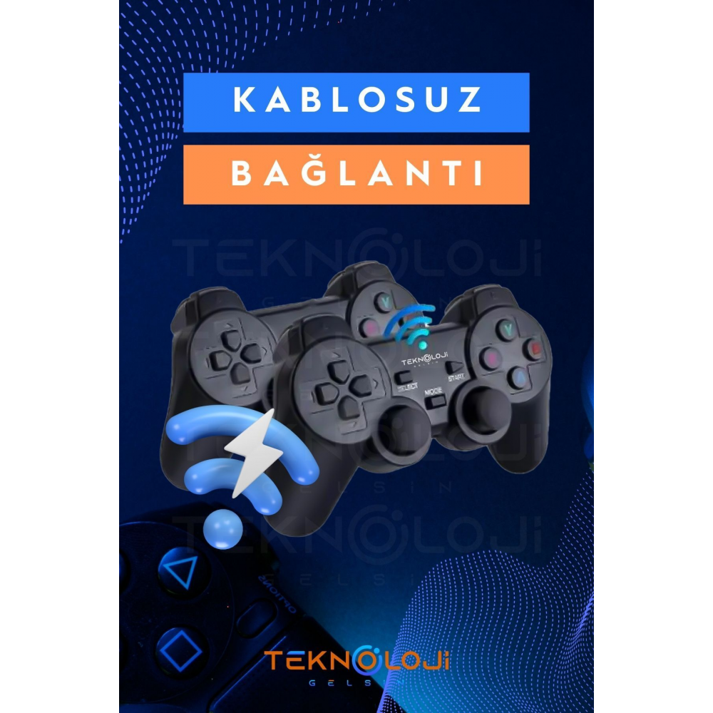 Gaming Atari 2.4g Uyumlu Kablosuz Çift Kol Atari Retro 20000 Oyun Game Stick