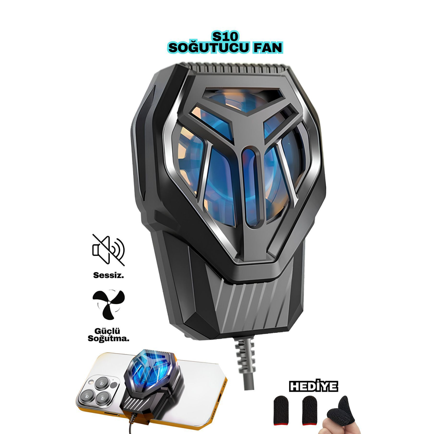 S10 Radyatör Telefon Soğutucu Fan Hızlı Ve Güçlü Soğutma Tüm Telefonlara Uyumlu