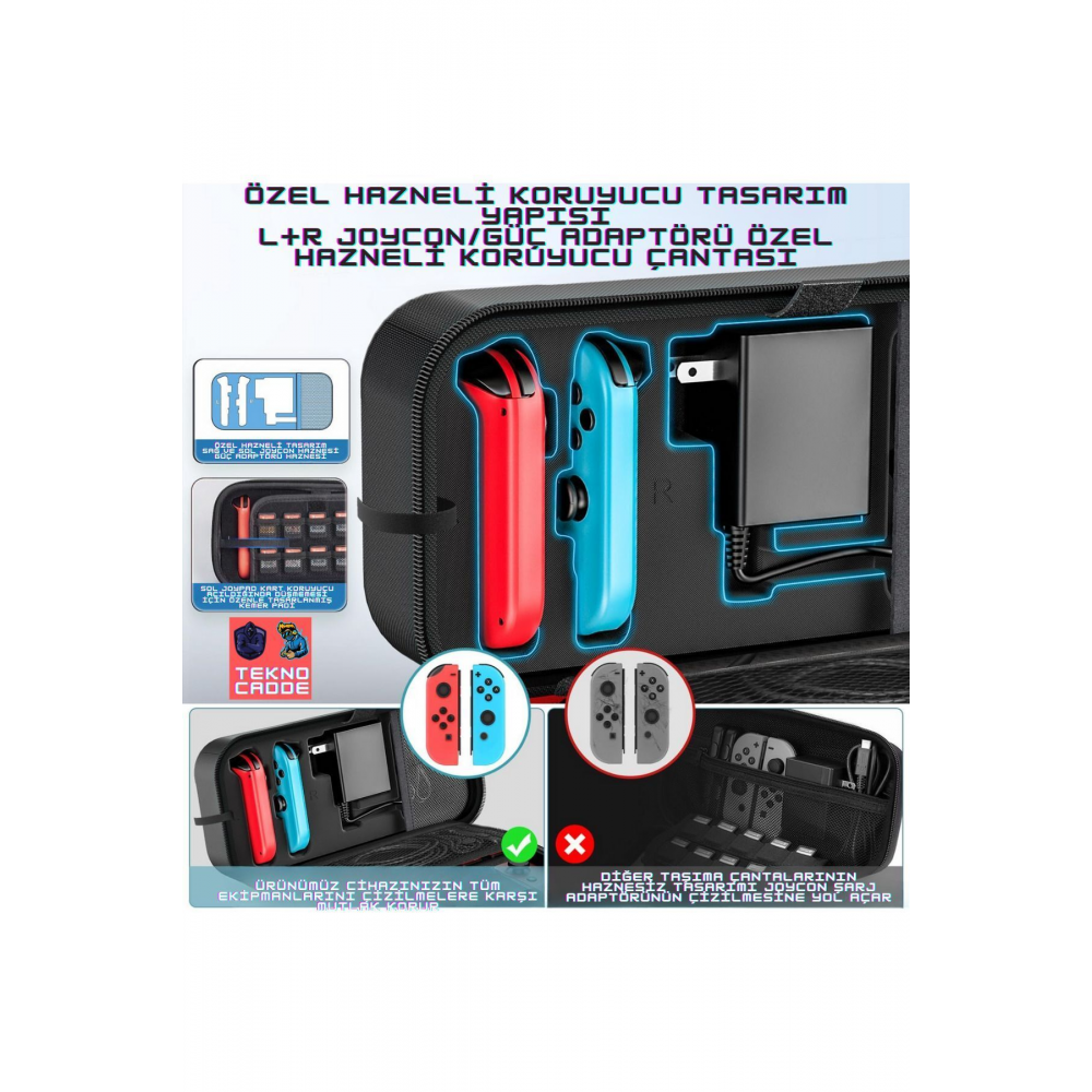 Nintendo Switch/Switch OLED Özel Saklama Alanlı Ultra Koruyucu Taşıma Seyahat Çantası