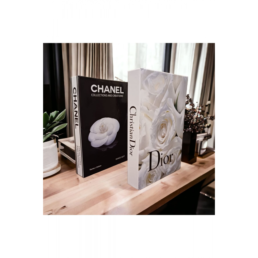 2'li Beyaz Gül/gül Dekoratif Kitap Kutu