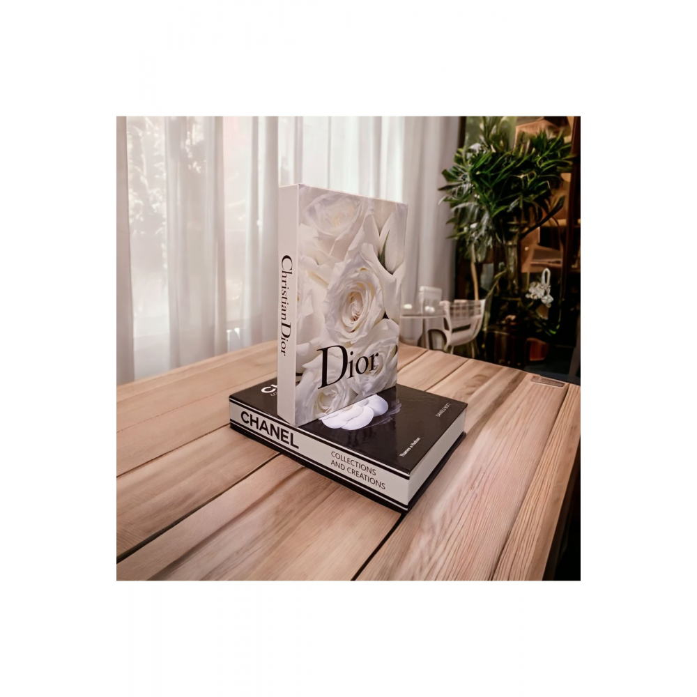 2'li Beyaz Gül/gül Dekoratif Kitap Kutu