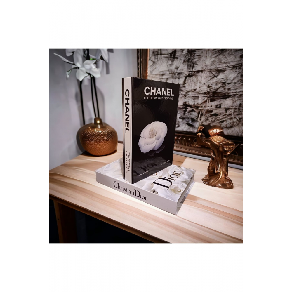 2'li Beyaz Gül/gül Dekoratif Kitap Kutu