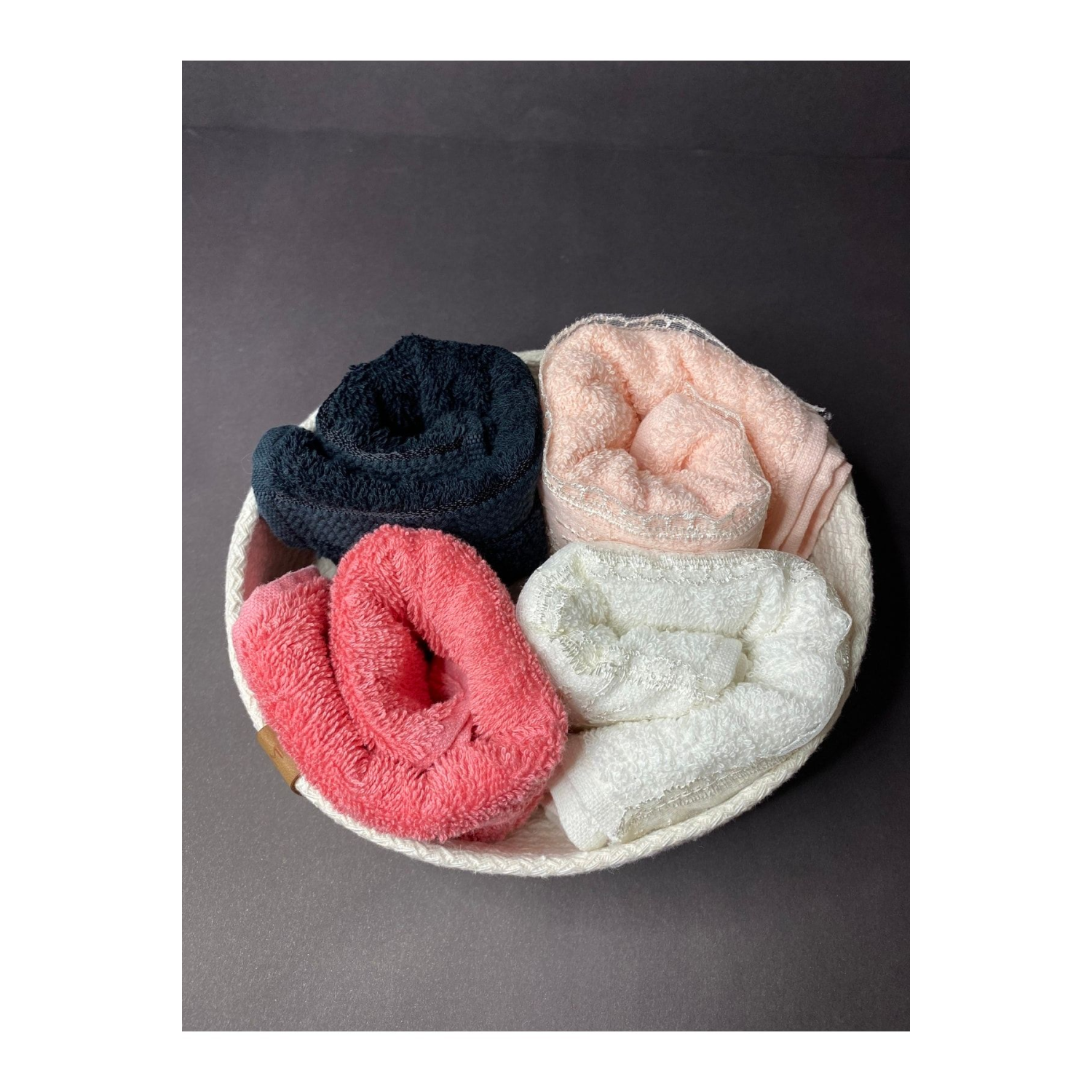 Krem Rengi Küçük Boy - Mini Havlu Sepeti, Dekoratif Sepet, Pamuk Sepet, Hasır Sepet, Halat Sepet