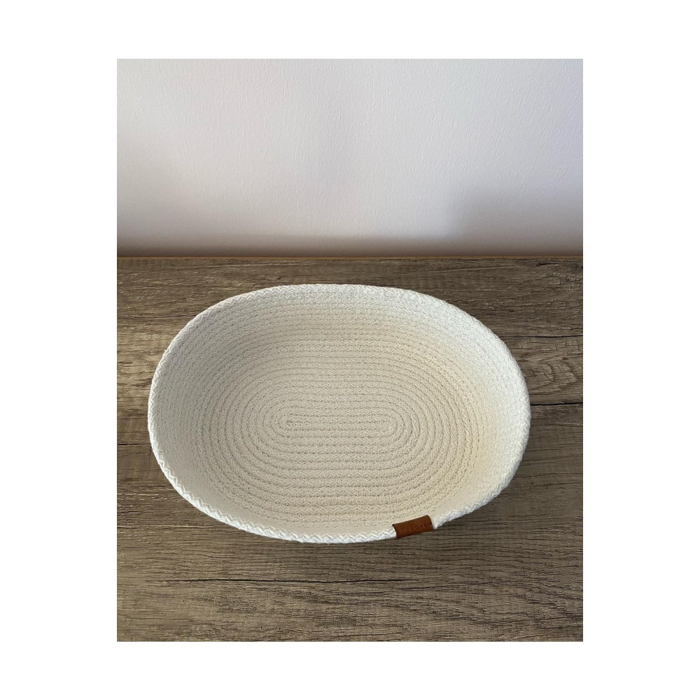 Krem Rengi Küçük Boy - Mini Havlu Sepeti, Dekoratif Sepet, Pamuk Sepet, Hasır Sepet, Halat Sepet