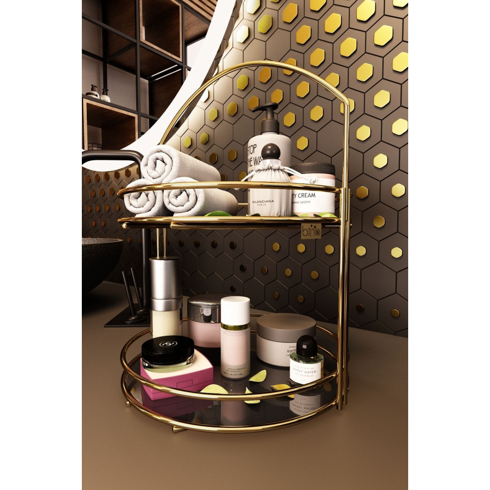 Banyo Düzenleyici Organizer Takı Kozmetik Havlu Rafı Standı 2 Katlı 40cm