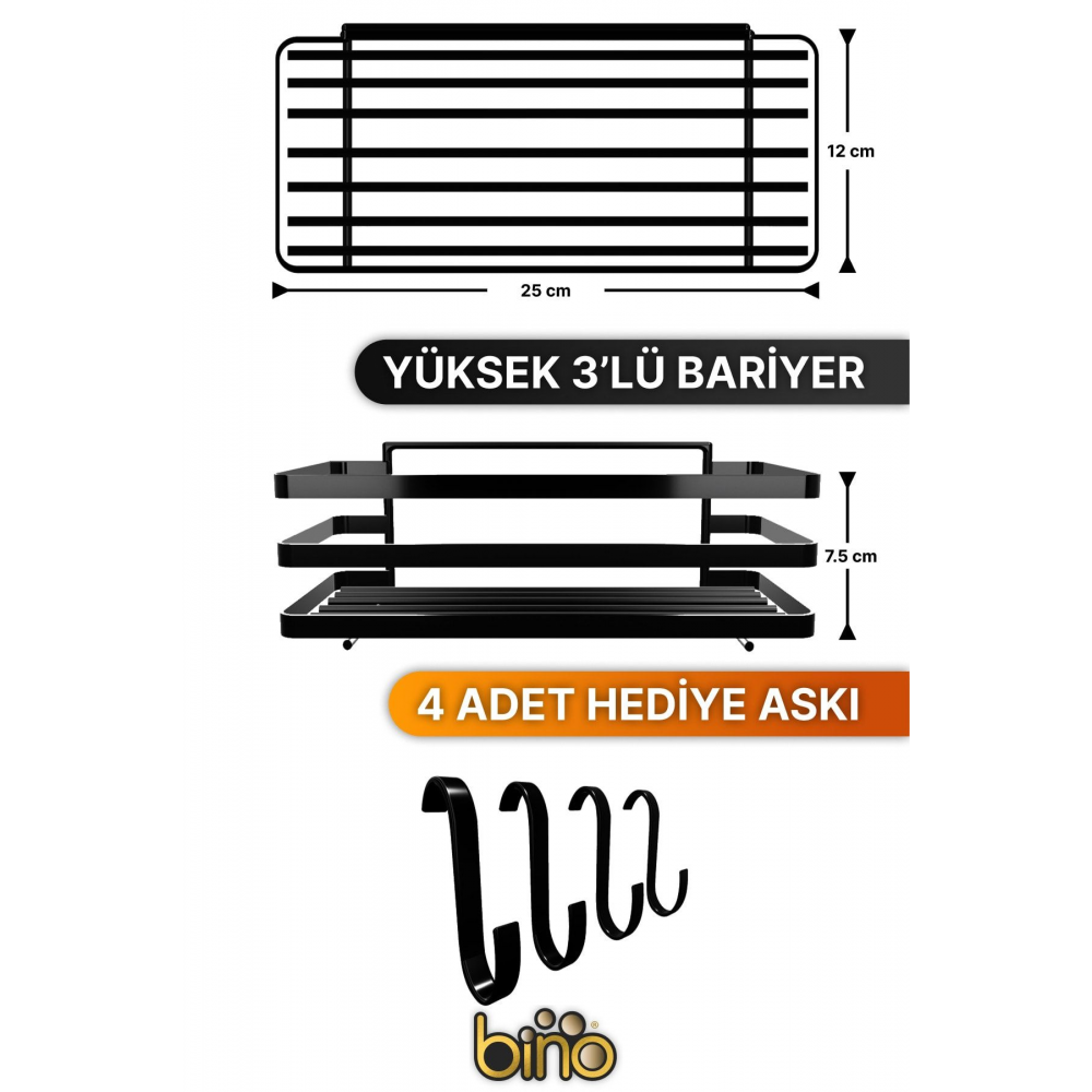 Banyo Düzenleyici Şampuanlık Sabunluk 2 Li Set Lamalı Yapışkanlı 4 Askılı Duş Rafı Organizer