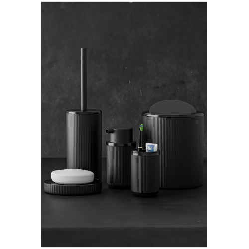 5 Parça Black & Black Banyo Seti Çöp Kovası Diş Fırçalık Sabunluk Fırçalık Seti