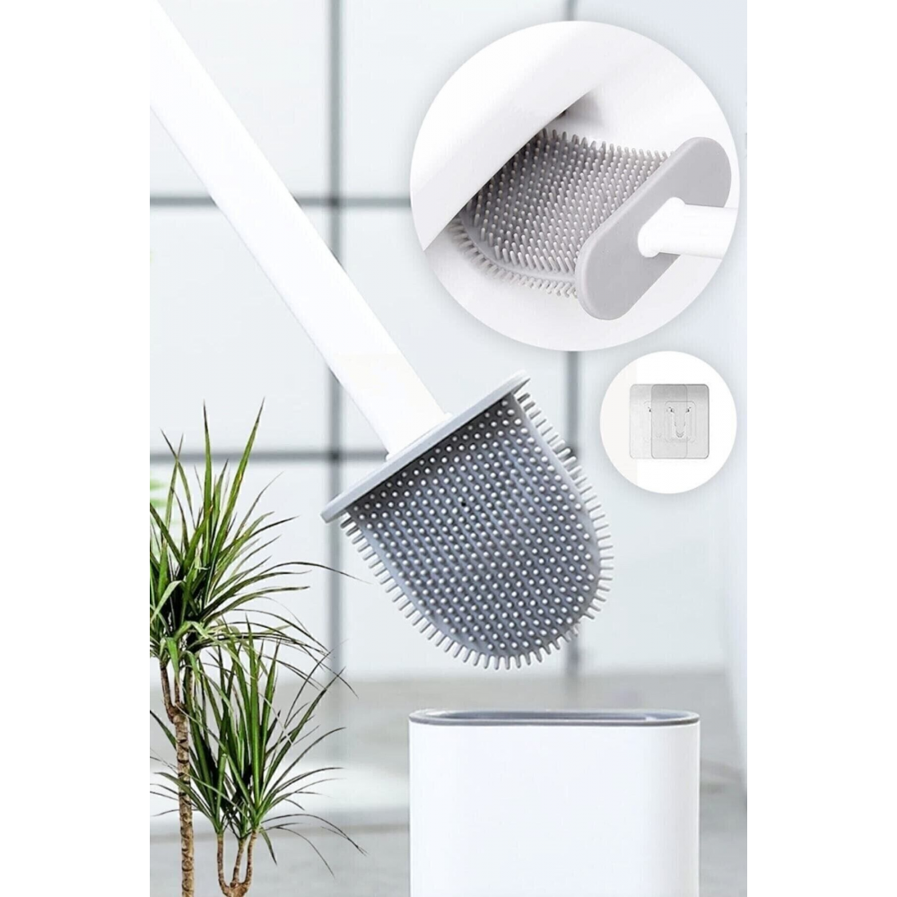 Beyaz Silikon Tuvalet Fırçası Bükülebilir Silikon Wc Klozet Fırçası